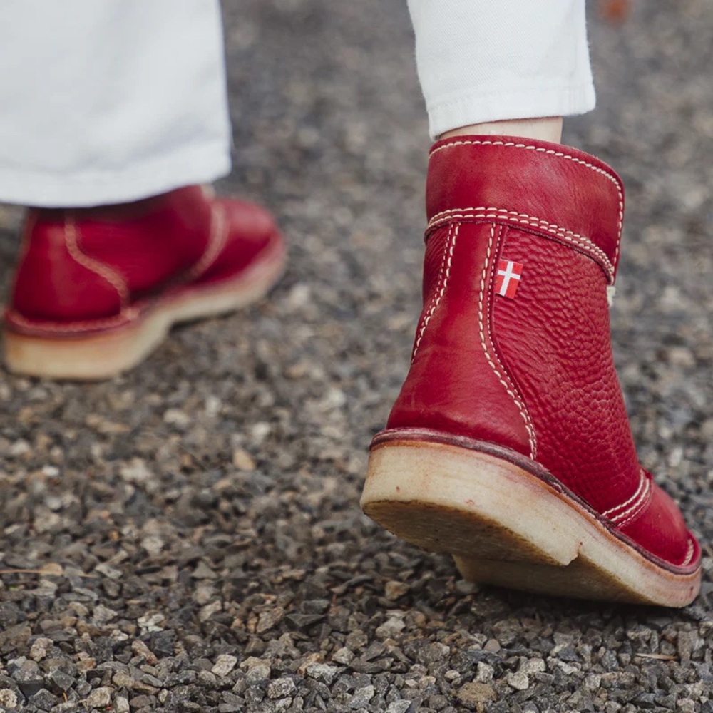 Red Leather Ankle Boots Size 39 EU